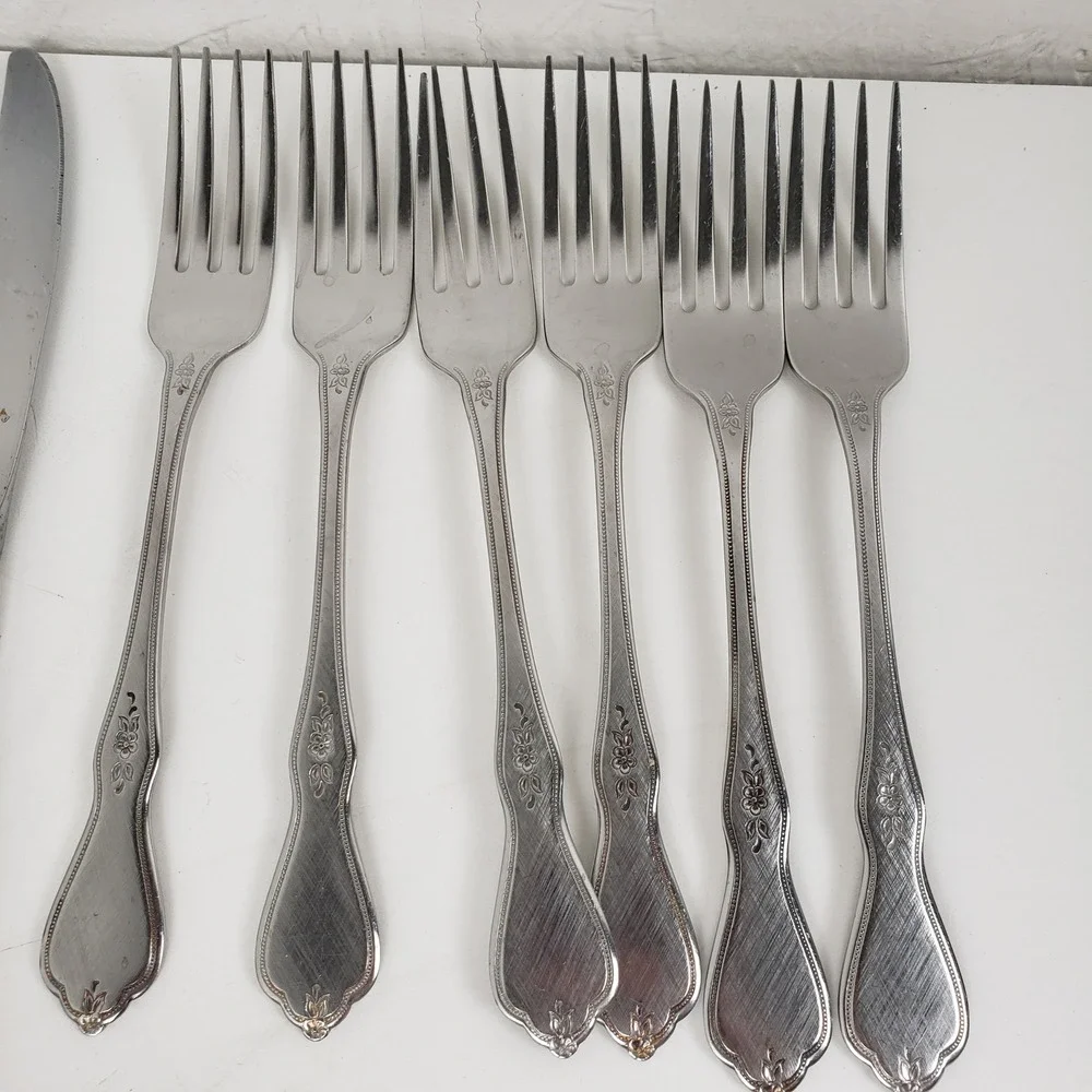 Oneida Profile Stainless Morning Blossom 47pc Floral Flatware Set With Serving